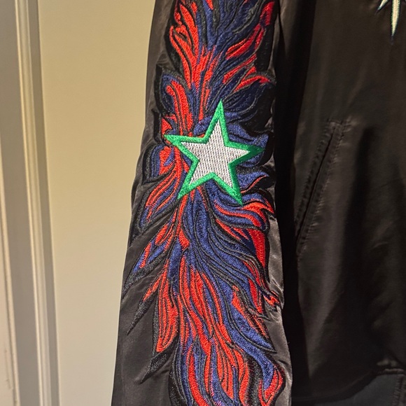 Replay Black Bomber Jacket with Embroidered Design reversible - Picture 4 of 5